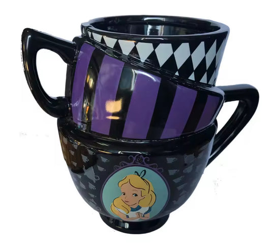 Alice In Wonderland Cartoon Stacked Cup Creative Three-Layer Painted Ceramic Mug