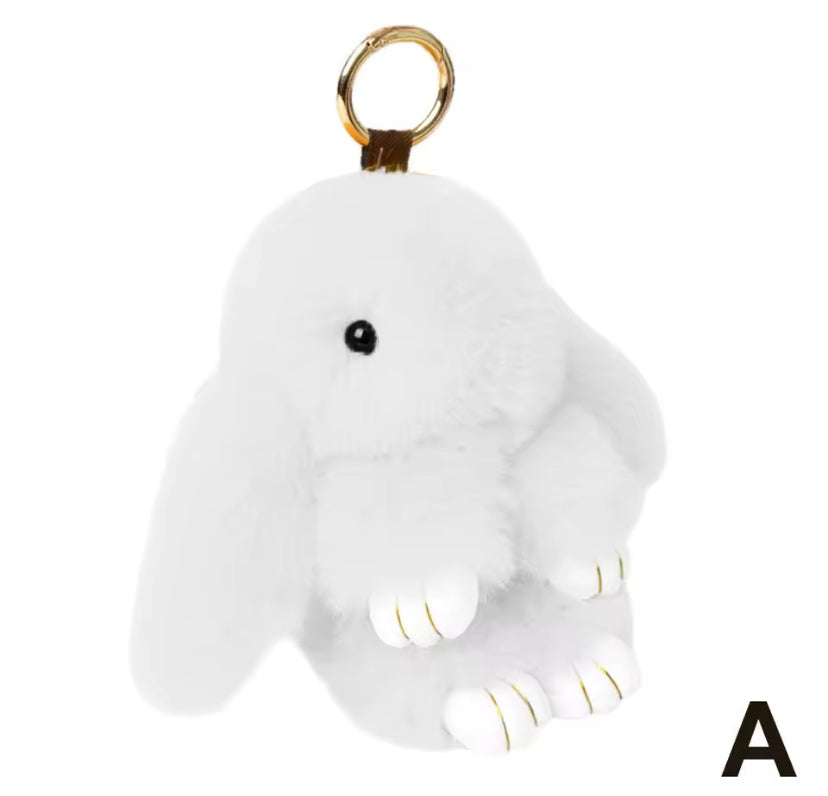Cute Long Ear Bunny Keychain Real Mink Fur Rabbit