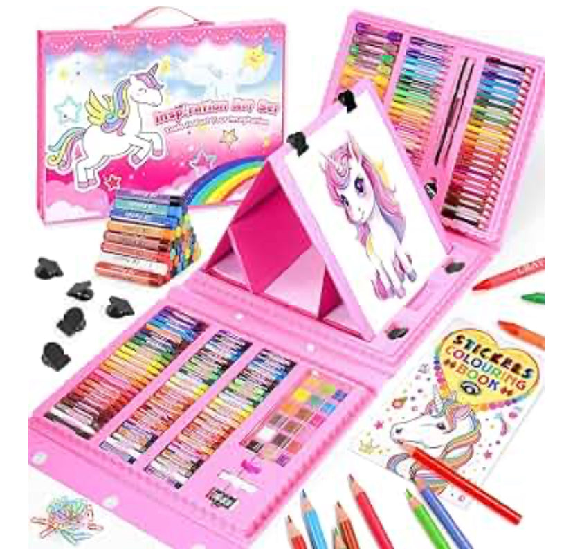 HappyGoLucky Unicorn Gifts for Girls, Art Set Supplies for Kids 3-9 Year Old Girls Gifts Colouring Pencils for Children 3-12 Year Old Girls Boys Toys Girls Birthday Presents Craft Kits for Kids