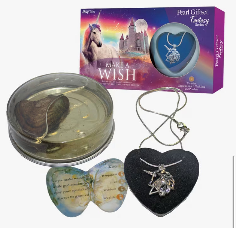 Wish Pearl Kit Creations with Pendant Necklace, Oyster Pendant With Box for Girls Women - Unicorn