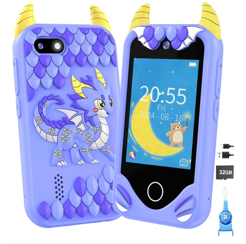 Kids Smart Phone for Girls Gifts  Gift for Age 3 4 5 6 Year Old, Kids Mobile Phone Toy with Touchscreen, Dual Cameras, Learning, Music Player, Games with 32 GB Card