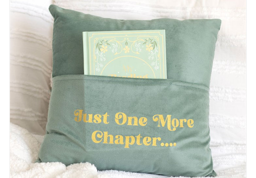 JUST ONE MORE CHAPTER CUSHION WITH BOOK POCKET