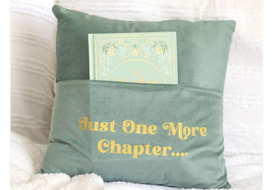 JUST ONE MORE CHAPTER CUSHION WITH BOOK POCKET