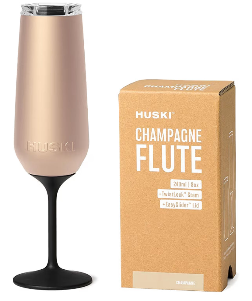 Huski Champagne Flute New  Award-Winning Design with Detachable Stem Premium Stainless Steel Champagne Glass with Lid | Triple Insulated Tumbler  240ml Capacity  Great Gift