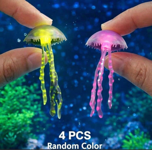 2PCS Luminous Artificial Jellyfish Aquarium Decor, Colorful Fluorescent Floating Fish Tank Ornament