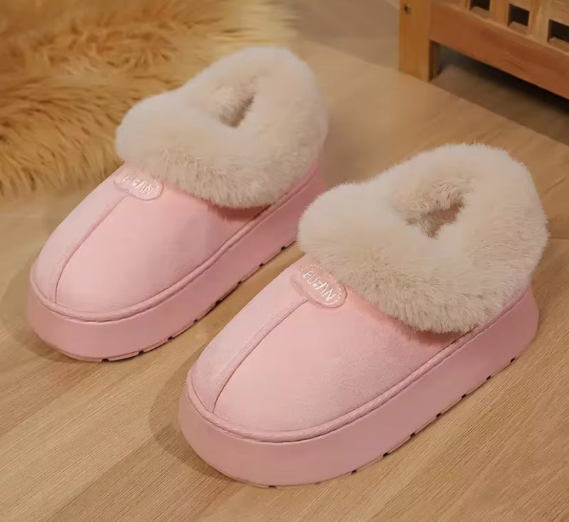 Cozy Plush-Lined Platform Slippers
