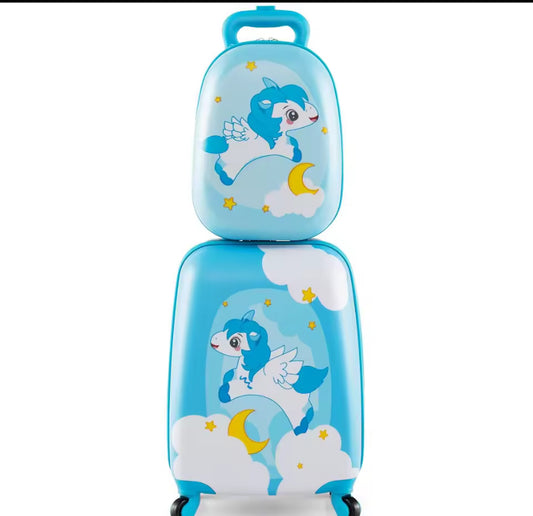 DORTALA 2Pcs 12" 16" ABS Kids Suitcase Backpack Luggage Set