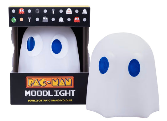 Pac-Man Colour Changing Ghost Mood Light. Touch & Squeeze Sensitive 3D Silicone Lamp. 9.9cm Tall. Battery Powered. Officially Licensed Pac-Man Merchandise.