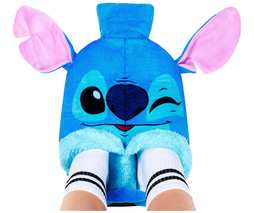 Disney Stitch Hot Water Bottle Slippers Foot Warmer with Plush Fleece Cover 1.8L Heated Foot Muff Cold Feet Arthritis Renauds Muscle Pain Relief Slip On
