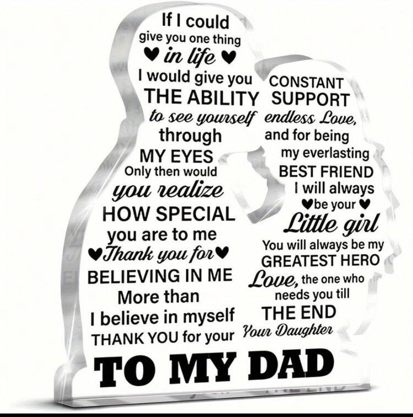 1pc, Daughter To Dad's Birthday Gift And Thanksgiving Gift, Cool Dad Gift Acrylic Material Souvenirs, Suitable For Office Furniture Desktop Decoration