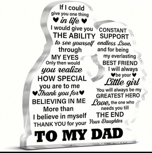 1pc, Daughter To Dad's Birthday Gift And Thanksgiving Gift, Cool Dad Gift Acrylic Material Souvenirs, Suitable For Office Furniture Desktop Decoration