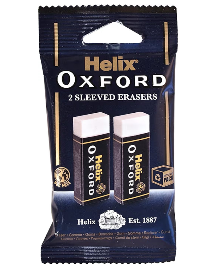 Helix Oxford Twin Pack of Erasers, Oxford Blue, Large