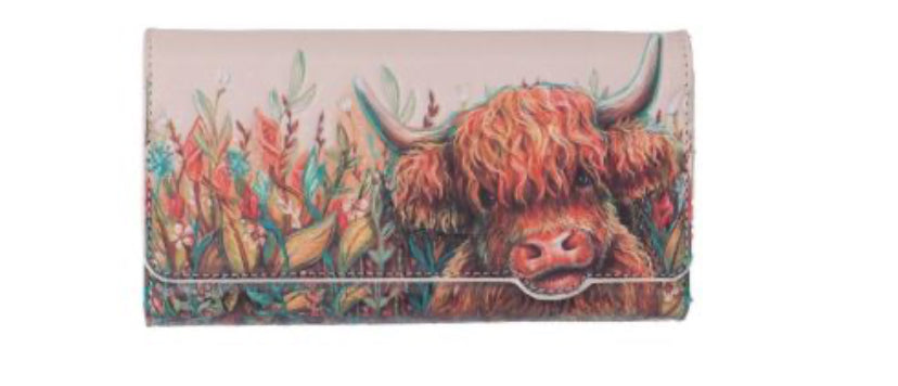 HIGHLAND COW EMBOSSED PURSE 18.5CM