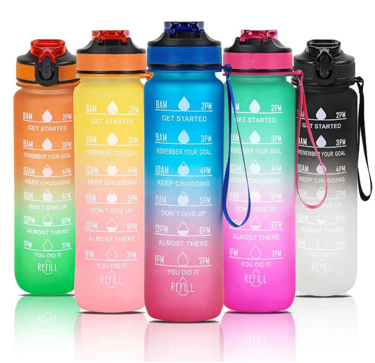 1L Sports Water Bottle Gym Travel Drinking Leakproof Bottle With Straw BPA-Free