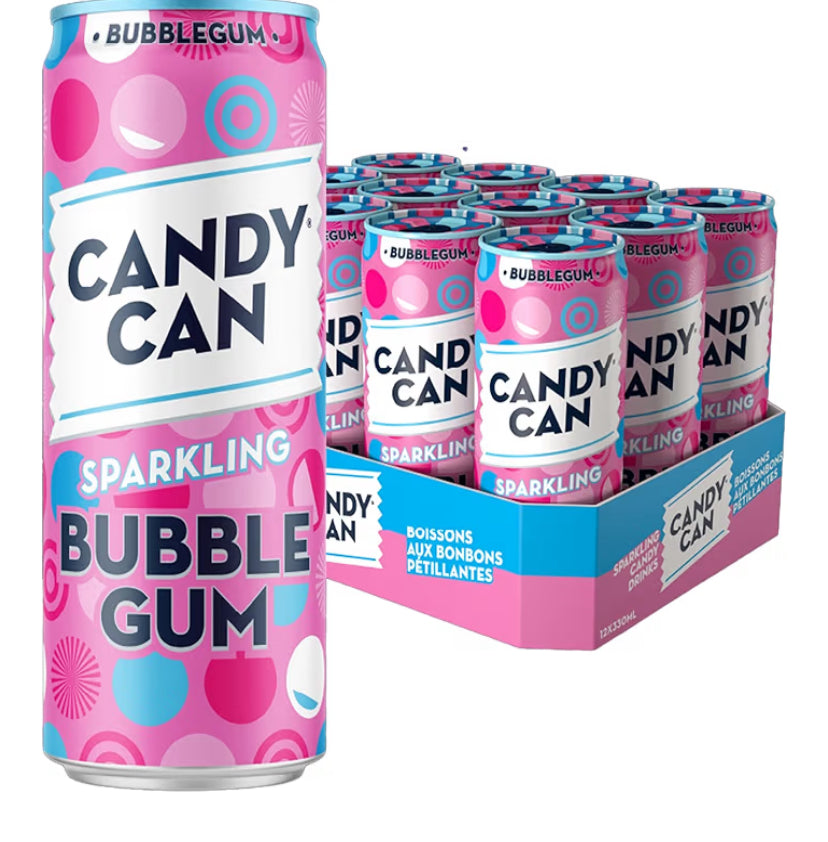 Candy Can, Pac Man Cherry Candy, Fizzy Drink, Nostalgic American Soda Flavours, Low Calorie, Sparkling Pop Cans (330ml x 12 Pack)