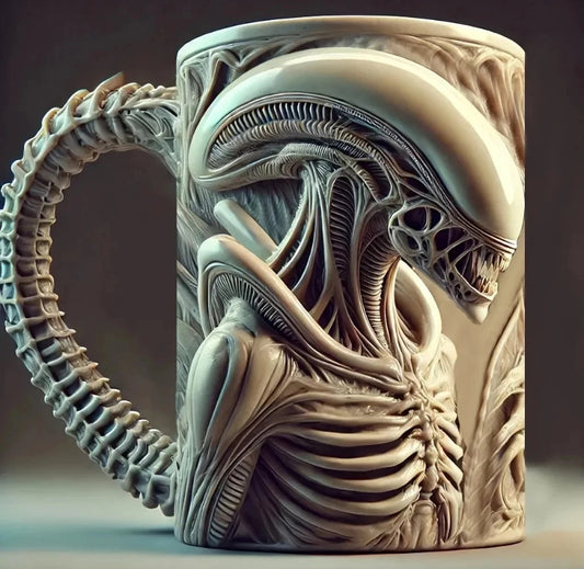 3D Alien Mug Flat Heat Transfer Coffee Cup Home Office Novelty Drinkware Gift