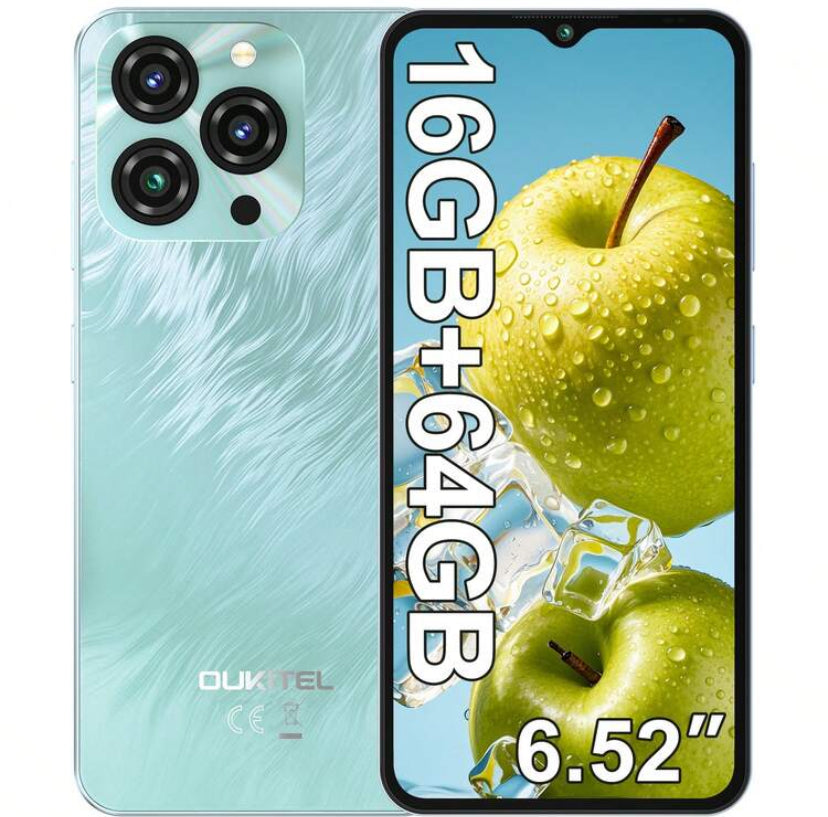 OUKITEL C3 Android 14 Smartphone, 2025 Model, 16GB+ (Optional 64GB/128GB/256GB), 6.52" Waterdrop Screen, 5000mAh Battery, 13MP Camera, Octa-Core Processor, Fingerprint ID, 3.5mm Headphone Jack, GPS