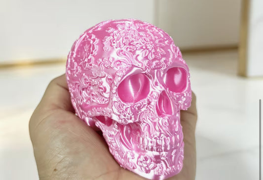 Cool Floral Pattern Skull Statue Ornament Unique Home Decor Desktop Ornament Creative Holiday Gift Party Gift