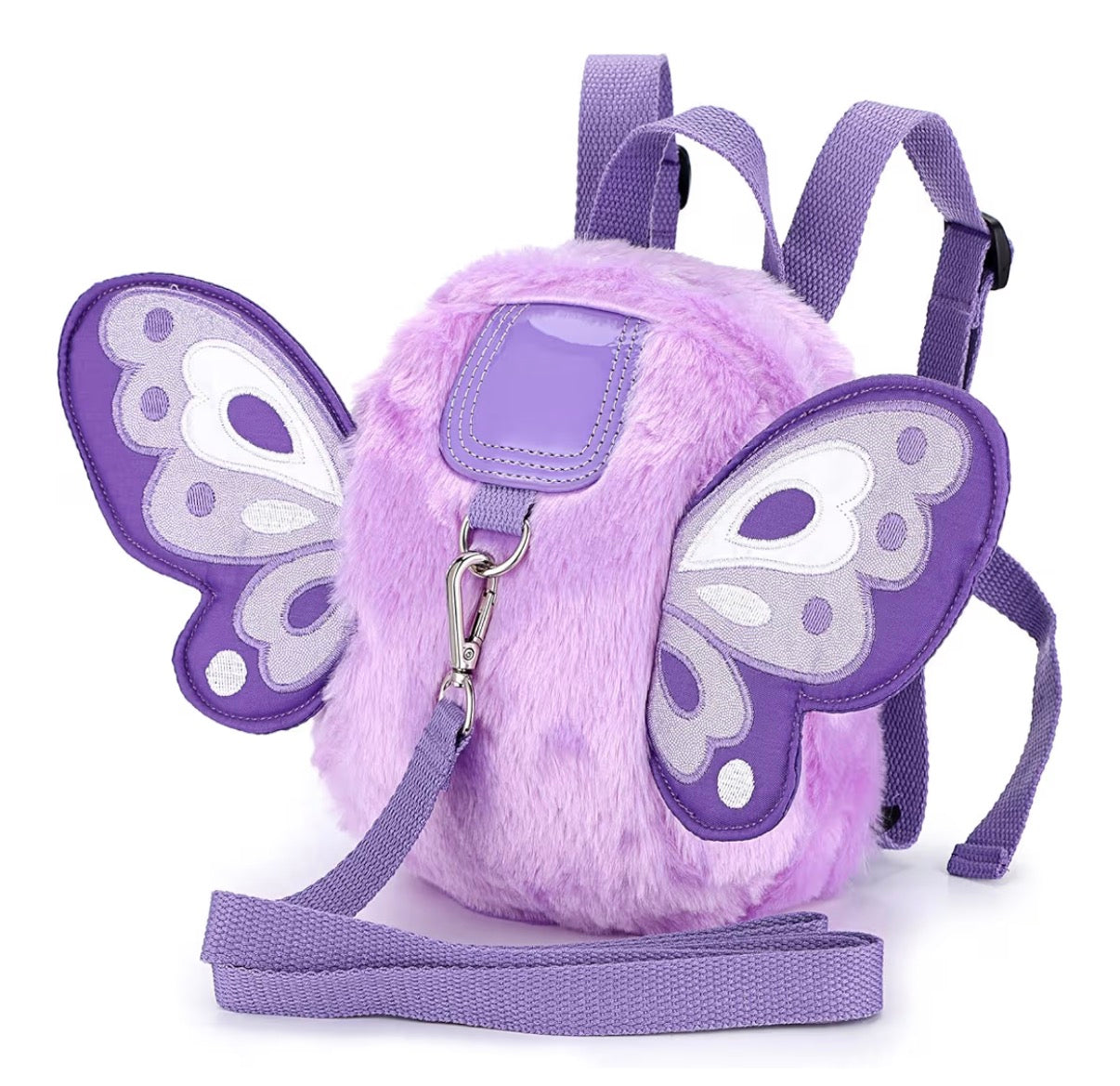 Fluff Butterfly Baby Toddler Backpack with Walking Harness, Purple | Safety Rein, Toddler Child Kid Anti-Lost Harness Leash, Backpack Bag with Strap Belt, For Kids Walking and Travel Outside