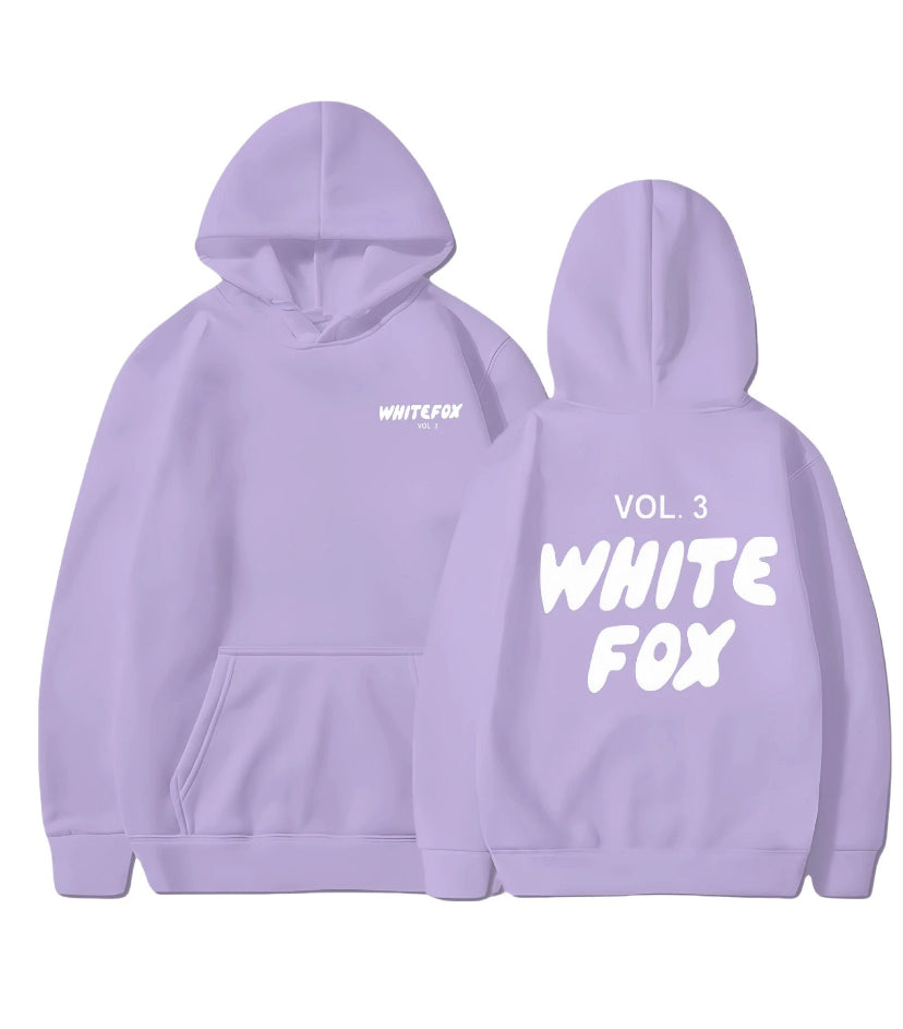 Girls White Print Foxes Pocket Hoodies Kids Sweatshirts Casual Pullover Tops