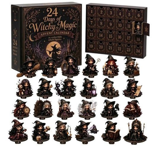 24 Days of 2D Acrylic Witchy Magic Advent Calendar 24 Witch Figurines