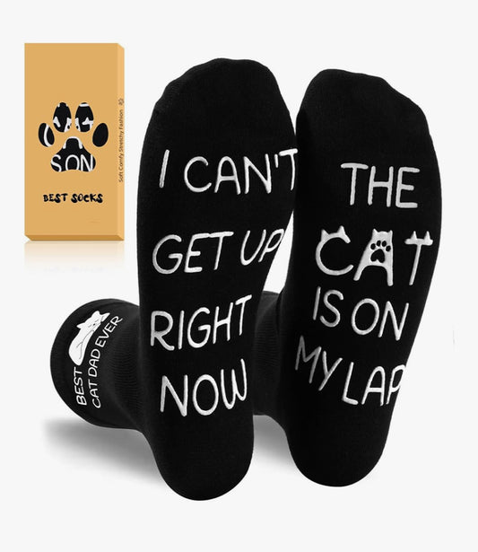 Cat Lovers Gifts Funny Socks Mens 6-11, Novetly Funky Animal Cotton Black Socks