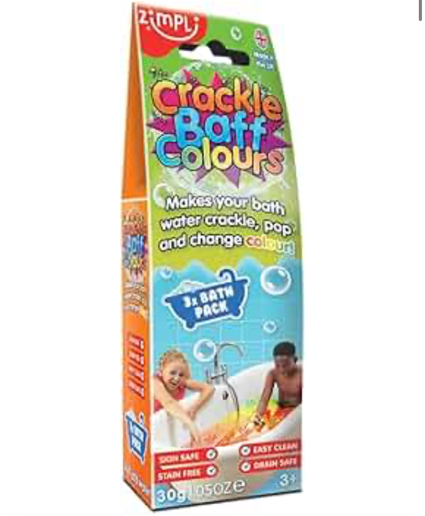 Crackle Baff Colours, 3 Bath Pack, Magically makes your water Crackle, Pop & Change Colour, Bath Toy, Pocket Money Stocking Filler Gift