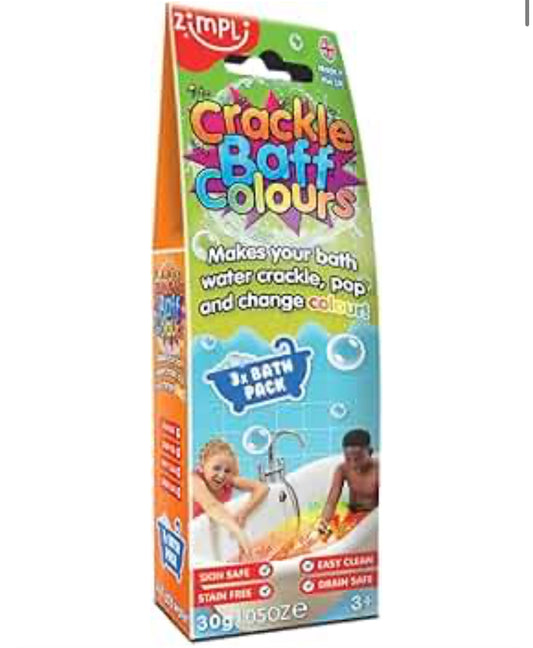 Crackle Baff Colours, 3 Bath Pack, Magically makes your water Crackle, Pop & Change Colour, Bath Toy, Pocket Money Stocking Filler Gift