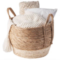 Eden & Willow Natural Straw Woven Plant Storage Basket, Home Organisation Hamper Basket with Handles (Cream, Large)