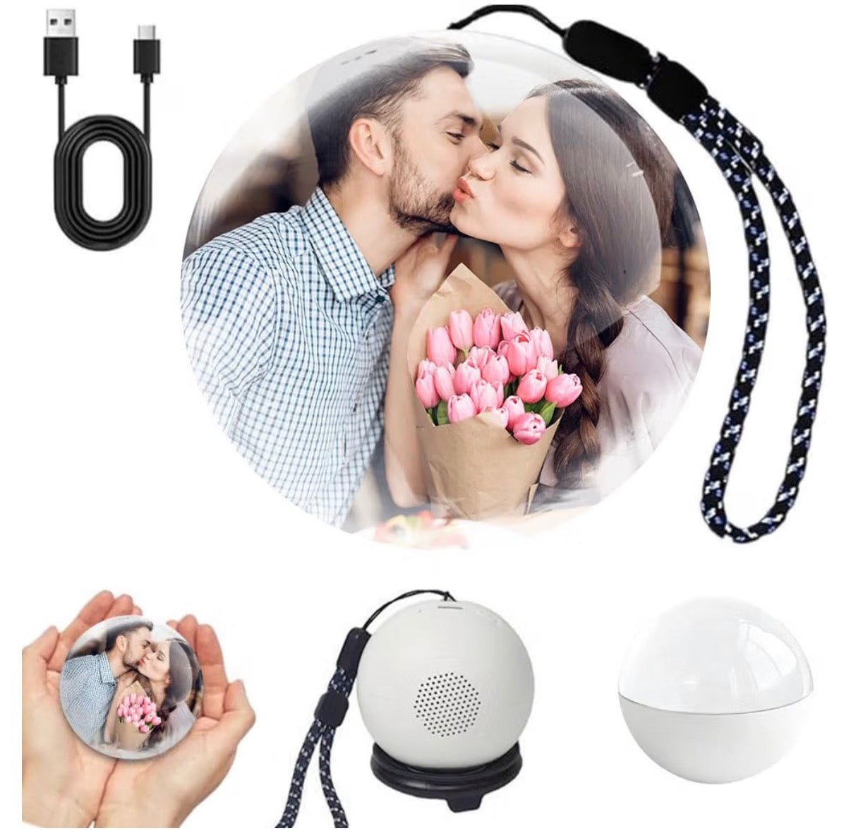 2.76" Crystal Ball Video Player, 3D Memory Orb Ball Digital Display Memory Sphere Lamp with Sound, Uploadable Videos & Photos