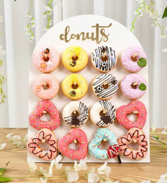 16-Hole Wooden Donut Display Stand, Pedestal Style Donut Set, Home Donut Display Rack