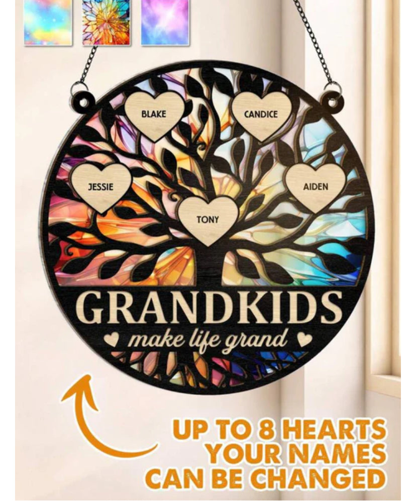 Grandkids Make Life Grand Galaxy - Personalized Acrylic Window Suncatcher