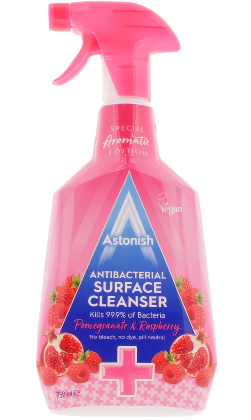 Astonish Special Aromatic Edition Multi-Purpose Anti-Bacterial Surface Cleanser Spray, Pomegranate and Raspberry Scent, 750ml, Pink x3