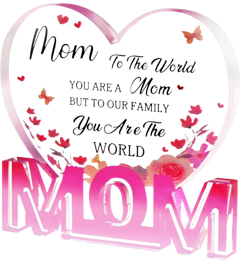 Mothers Day Gifts for Mum,Acrylic Heart Mothers Day Plaque,Mothers Day Gifts From Son Daughter Dad,Mothers Day Decorations Mothers Day Gift for Mum