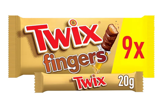 Twix Chocolate Bars, Caramel & Milk Chocolate Biscuits, 9 x 20g Multipack, Ideal for Gifts, Perfect for Snacks