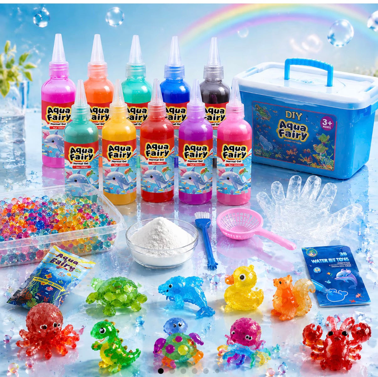 Magic Water Beads DIY Kit for Kids, 25PCS Crystal Gel Making Set with 3D Animal Molds