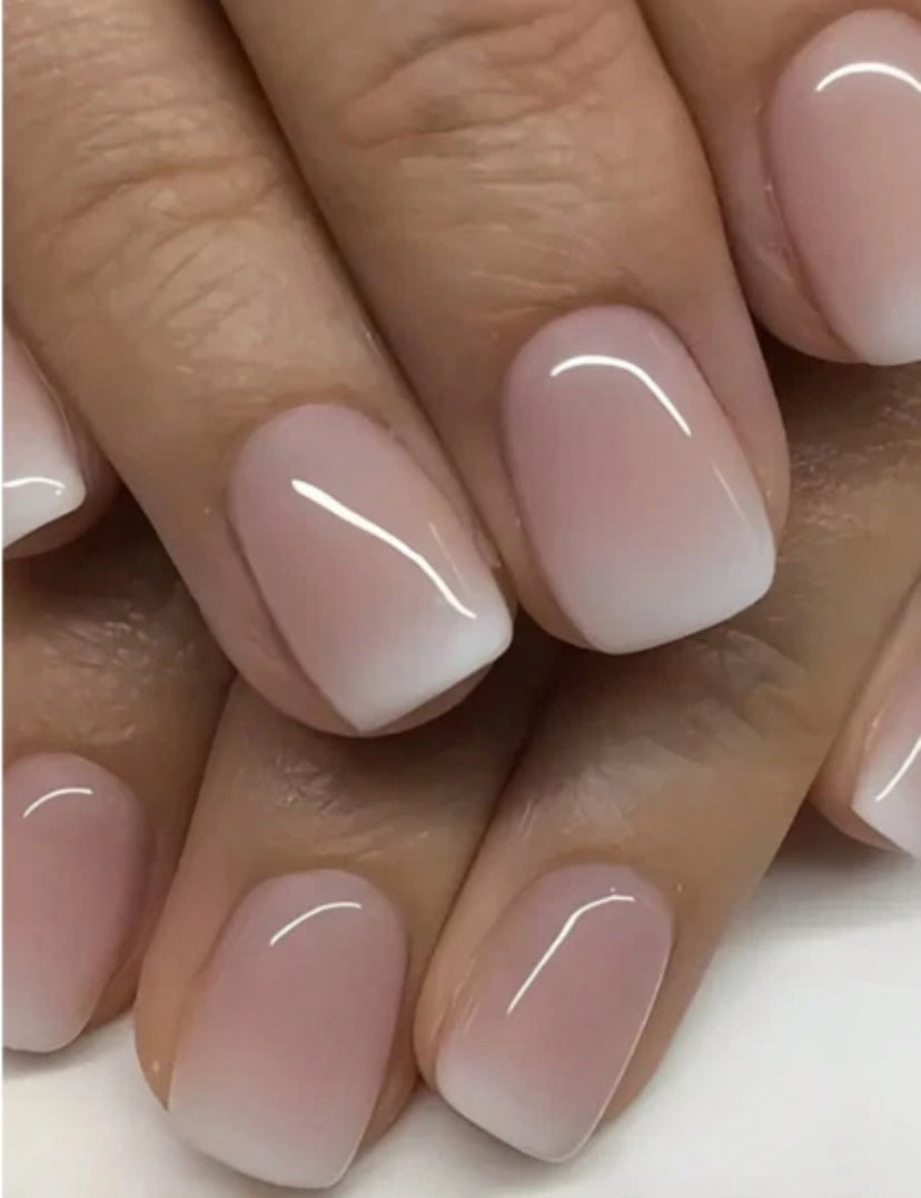 24x Short Square False Nails French Manicure Fake Tips Press On Full Cover Nails