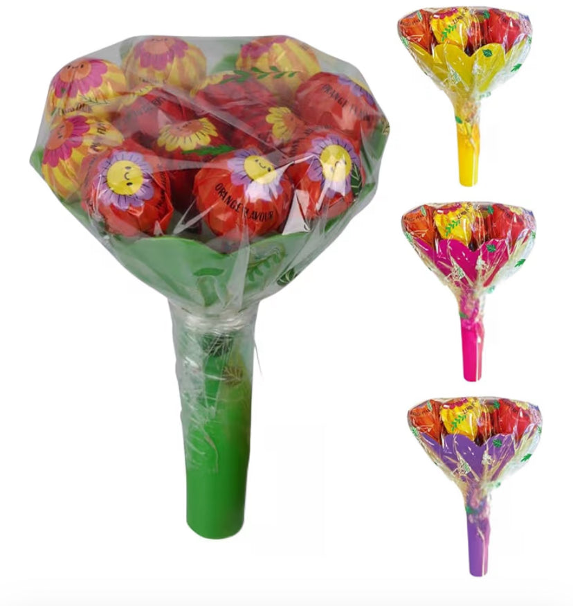 Gifts For Kids - Lollipop Flower Bouquet, Kids Gifts |Sweet Rose Candy, 12 Lollipops In 3 Flavours |Gift For Boys, Girls, Children |Fun Present For Boys, Girls