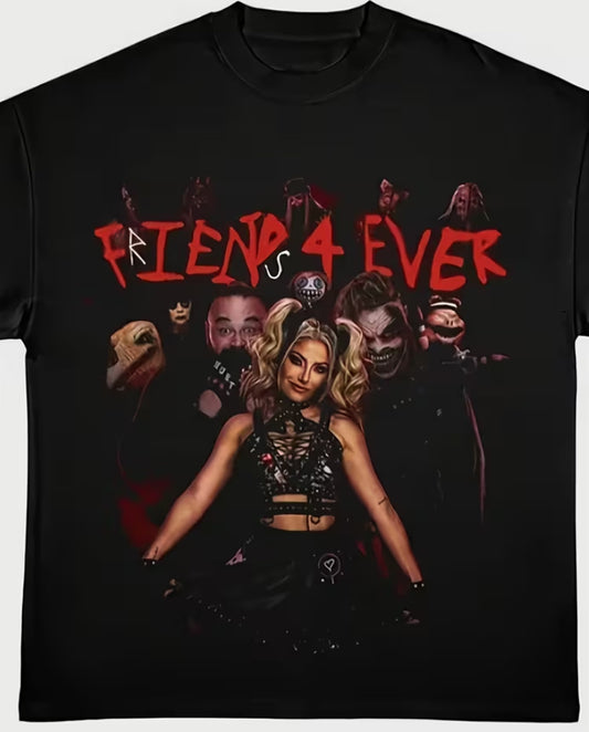 Men'S Alexa Bliss & Bray Wyatt Friends 4 Ever Wrestling T-Shirt - Black -Inspired Graphic Tee with Iconic Characters, Soft Breathable Short Sleeve Shirt for Fans