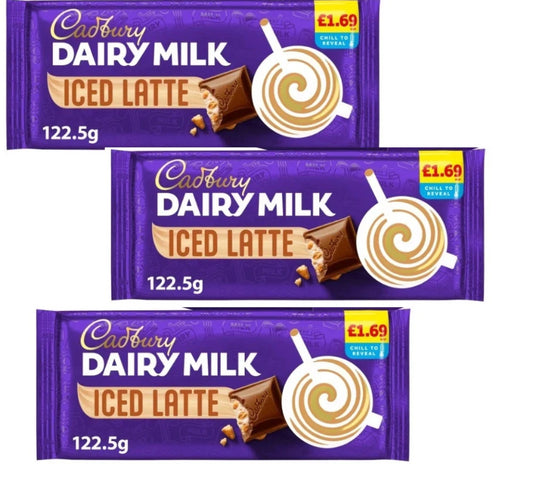 Cadbury Dairy Milk Iced Latte Chocolate Bar 122.5g pack of 3
