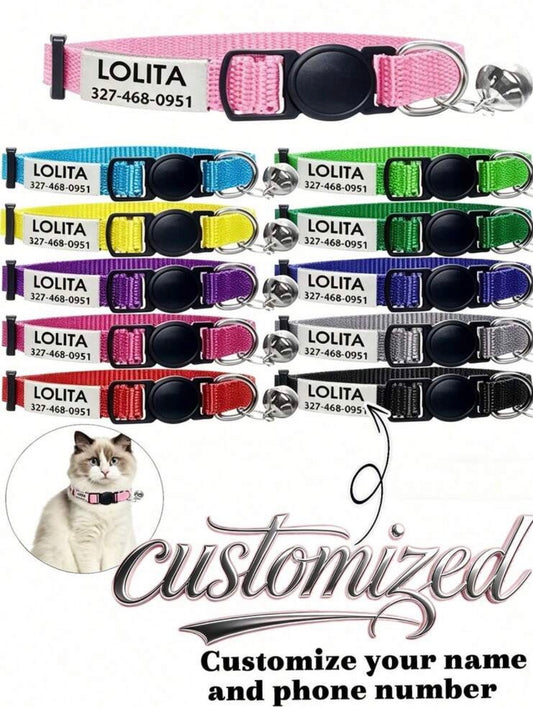 1pc Fashionable Adjustable Pet Collar, Multi-Color, With Bell And Bow Tie - Suitable For Cats And Small Dogs
