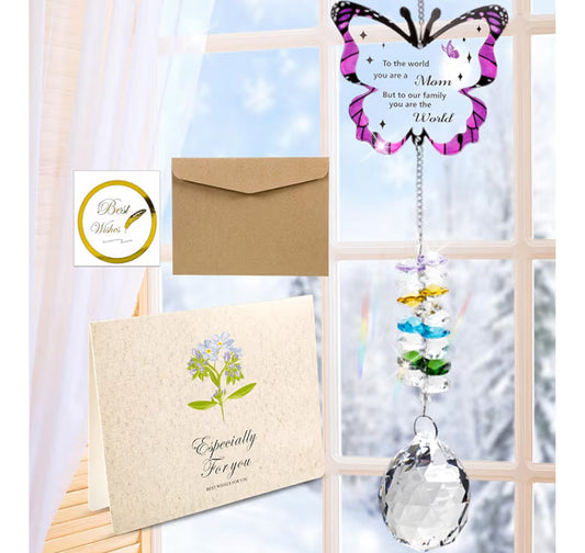 Butterfly Crystal Suncatcher,Mom Birthday Gifts,Birthday Presents for Mom, Mothers Day Christmas Xmas Gift for Mommy,Mother,Stepmom,New Mum