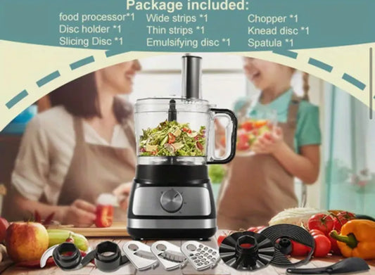 8-In-1 Food Processor And Blender with Chopping Slicing Shredding Kneading Stirring, 800W Multifunctional Food Processor, 3 Speeds with Pulse, 2L Mixing Bowl