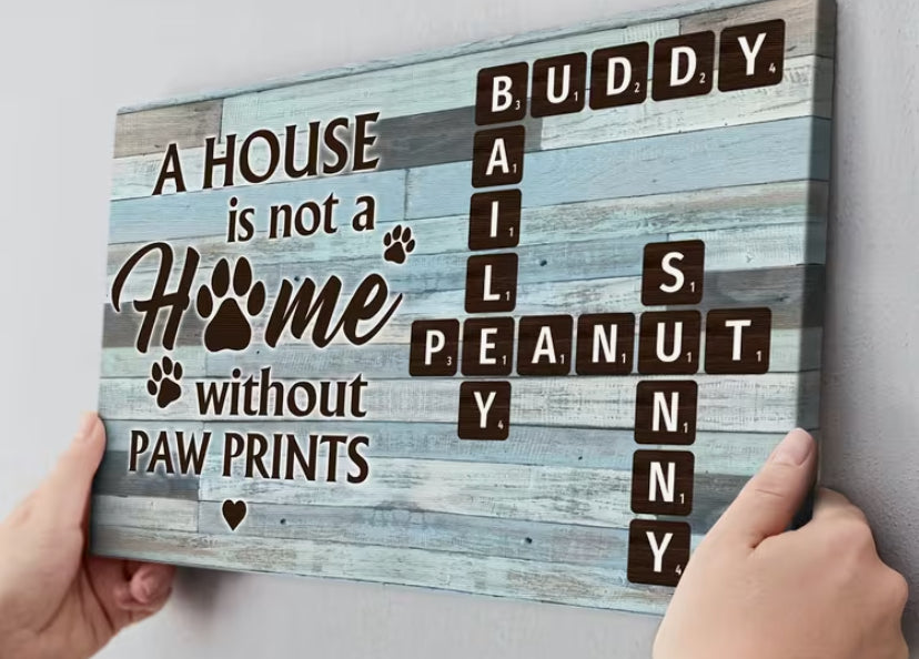 2D Flat, A Residence Lacks Warmth Without The Marks of Paws; a Crossword Puzzle Artwork in Blue Tones, Tailored for Pet Enthusiasts.
