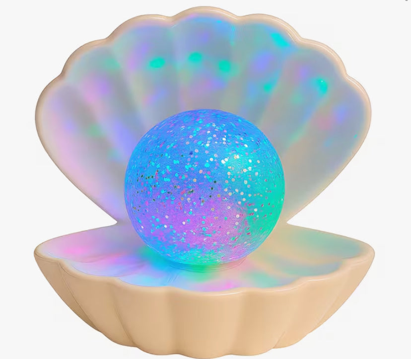 Attractive Clam Glitter Sea Shell Pearl Colour Changing Lamp - Portable USB/Battery Operated Night Desktop Bedside Table Light Ornament Home Decor