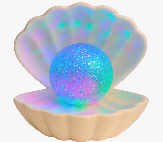Attractive Clam Glitter Sea Shell Pearl Colour Changing Lamp - Portable USB/Battery Operated Night Desktop Bedside Table Light Ornament Home Decor