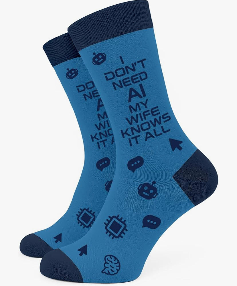 Products Don't Need AI My Wife Knows It All Valentine Socks for Valentine's Day | Funny Socks Valentines Gifts For Husband | Valentine Gift For Husband Funny Valentines Gifts for Him
