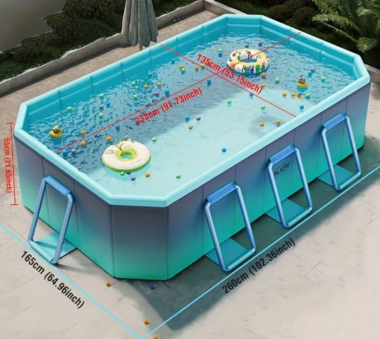 Portable Folding Swimming Pool - Lightweight Collapsible Design, Durable PVC Frame & Vibrant Blue Plastic, Easy Setup for Backyard, Camping, Travel, Portable Swimming Pool, Backyard Fun, Stylish Pool, Easyclean Material