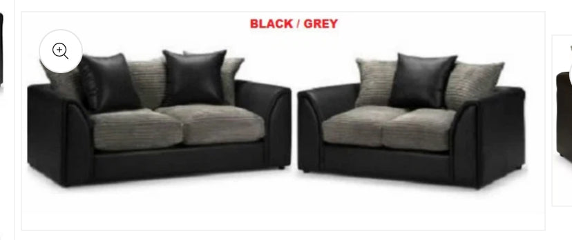 Byron Fabric Leather Jumbo Sofa Suite 3+2