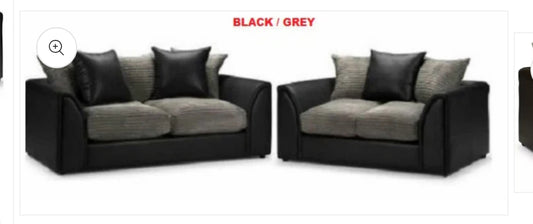 Byron Fabric Leather Jumbo Sofa Suite 3+2